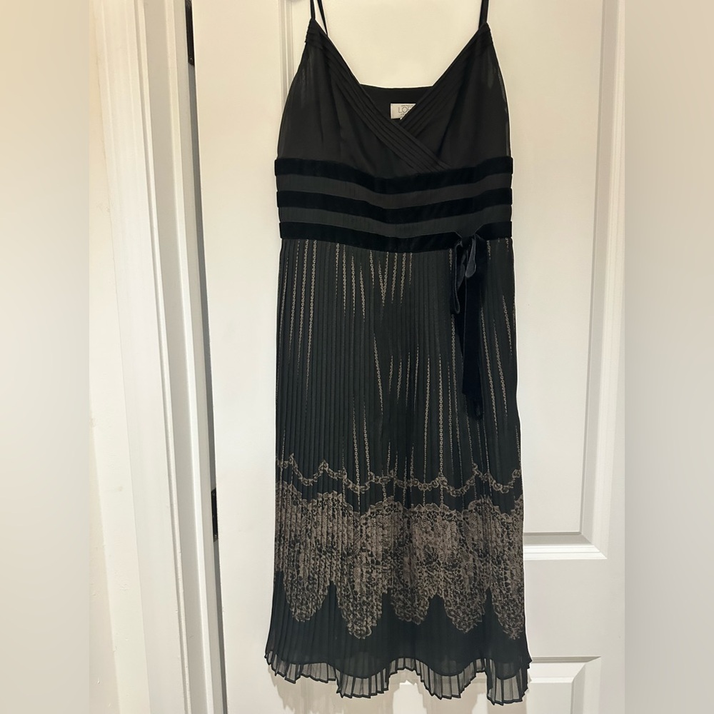LOFT Black and Cream Midi Dress